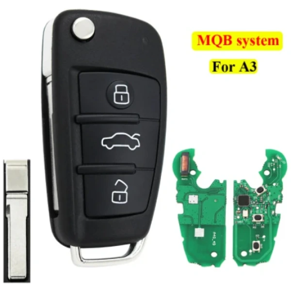 Audi complete sleutel A3 S3 433 MHz 8V0837220D 3 knoppen systeem KEYLESS GO chip MQB48