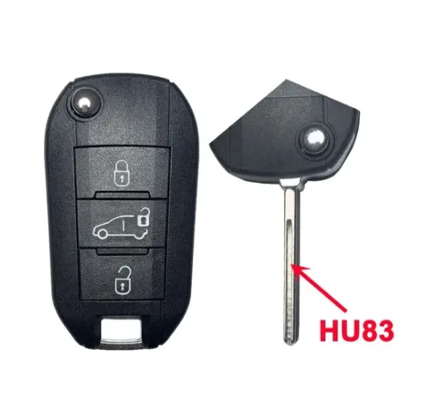 Citroen/Peugeot/Opel behuizing 3 knoppen baard hu83 - Car Key House
