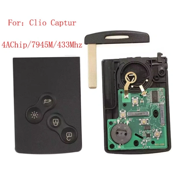 Renault Clio Koleos complete sleutel keyless 4 knoppen Koleos PCF7952 4A Chip 433Mhz