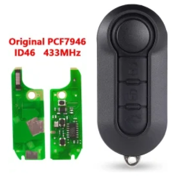 Fiat Delphi complete sleutel 3 knoppen 433Mhz Originele chip pcf7946