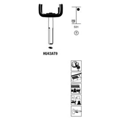 Opel Transpondersleutel brass HU34AT9