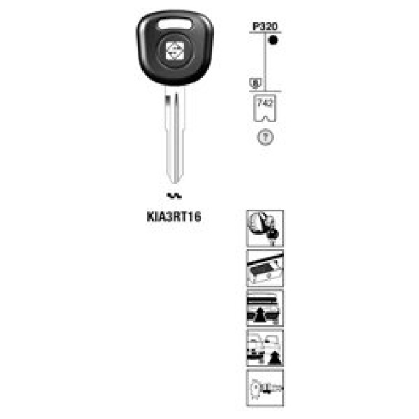 Transpondersleutel brass KIA3RT16