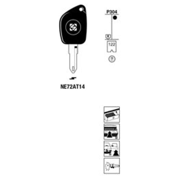Transpondersleutel brass NE72AT14