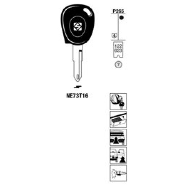 Transpondersleutel brass NE73T16