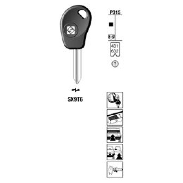 Transpondersleutel nikkel SX9T6