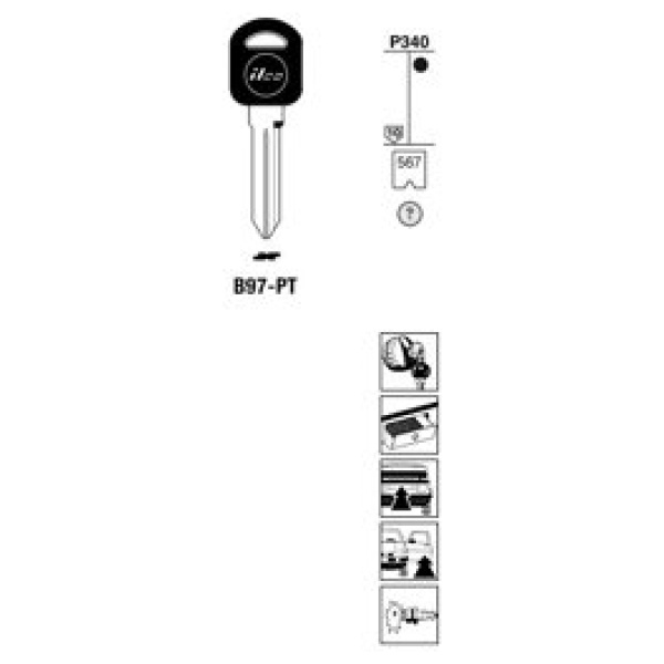 Transpondersleutel brass B97-PT