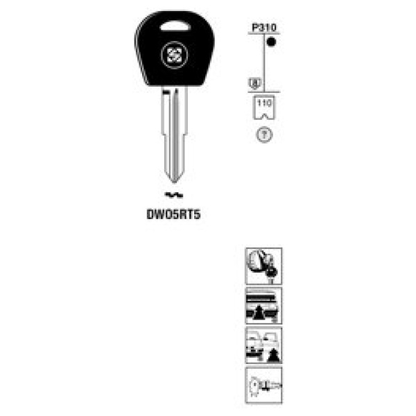Transpondersleutel brass DWO5RTE zonder chip
