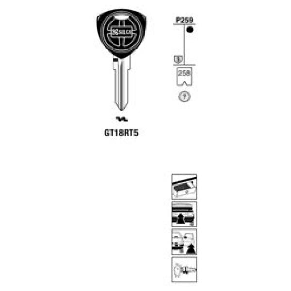 Transpondersleutel brass GT18RTE zonder chip