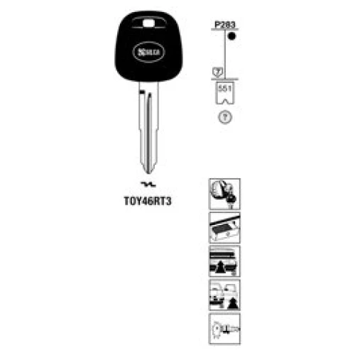 Transpondersleutel brass TOY6RT3 zonder chip