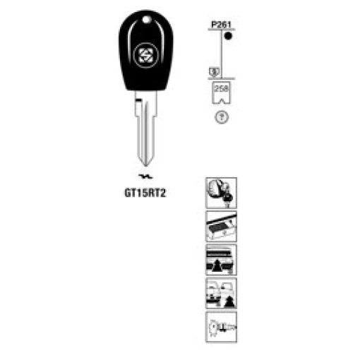Transpondersleutel brass GT15RT2