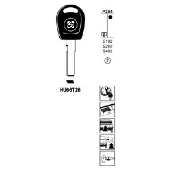 0012015-silca-transpondersleutel-brass-hu66t26.jpg Transpondersleutel brass HU66T26