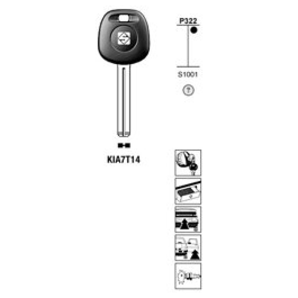 Transpondersleutel brass zonder chip KIA7T14