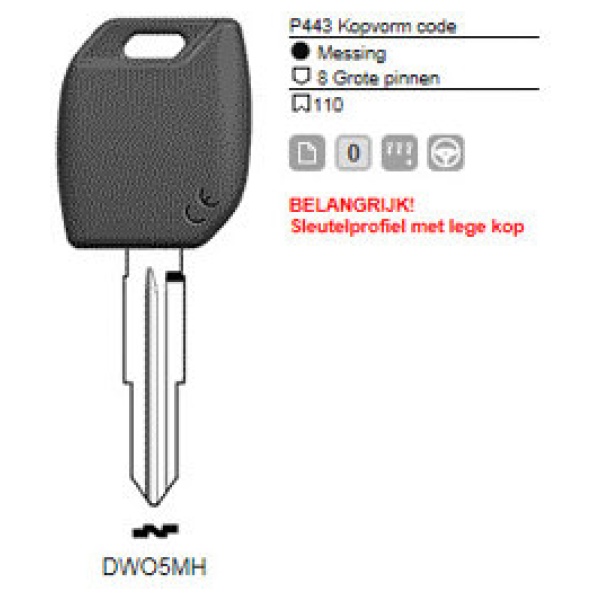 0012294-silca-transpondersleutel-mh-profiel-dwo5mh-zonder-chip.jpg Transpondersleutel MH profiel DWO5MH zonder chip