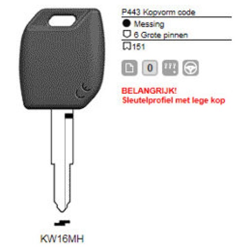 0012321-silca-transpondersleutel-mh-profiel-kw16mh-zonder-chip.jpg Transpondersleutel MH profiel KW16MH zonder chip
